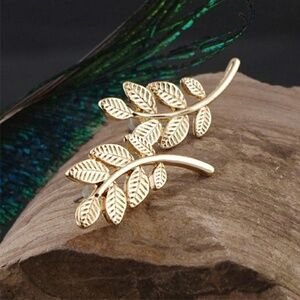 Delicate Gold Leaf Ear Climbers - Women's Earrings